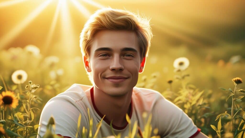 Sonnenstrahlen im Gesicht
